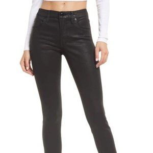 GOOD AMERICAN   Good Classic Coated Ankle Straight Leg Jeans In Black - 14/32